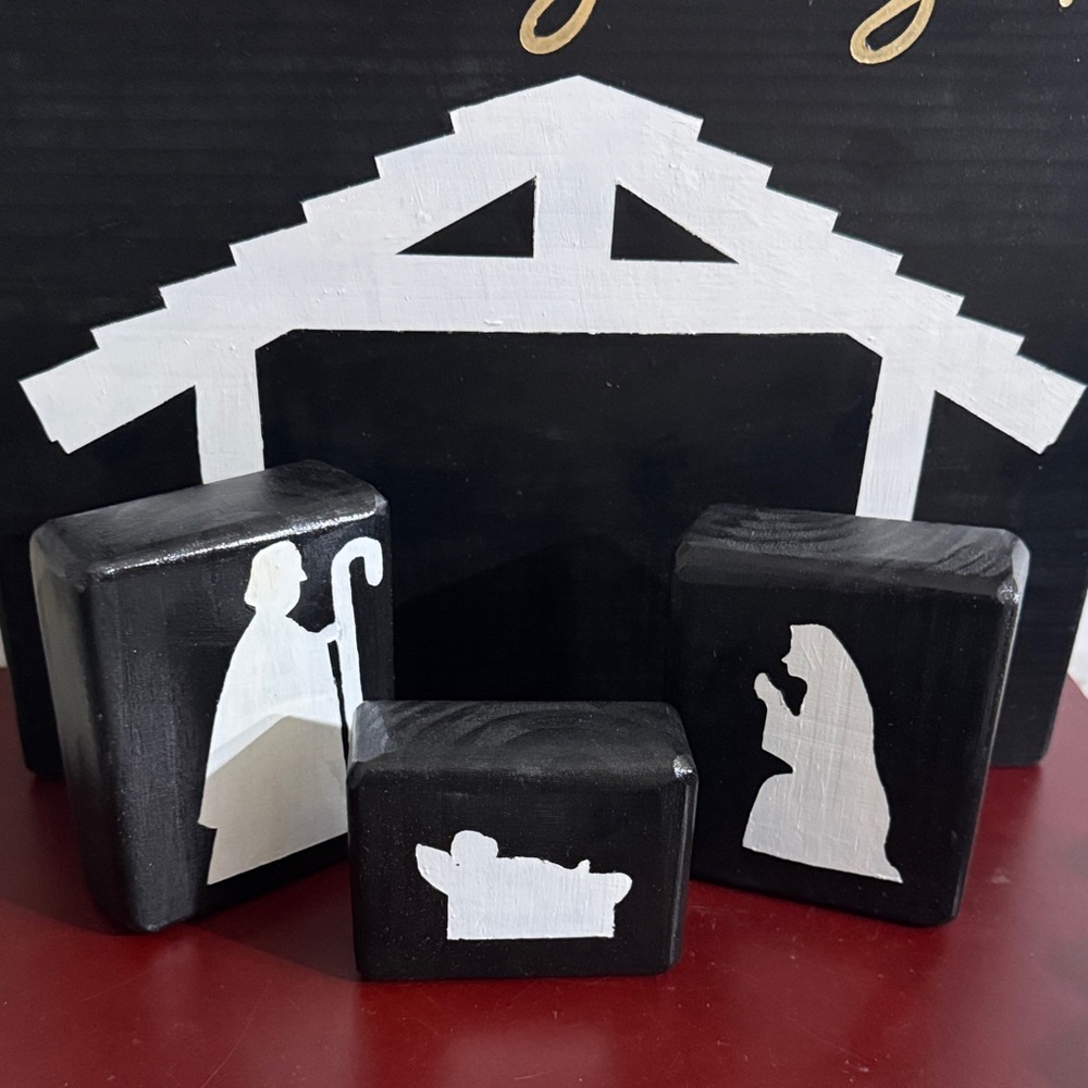 Wooden Block Silhouette Nativity Scene Decorations 13 pieces - Picture 4 of 13